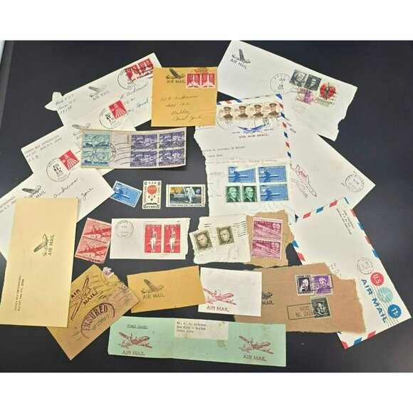 Vintage Air Mail Envelopes & Stamps United States Military and Air Mail LI3040 - Picture 1 of 10